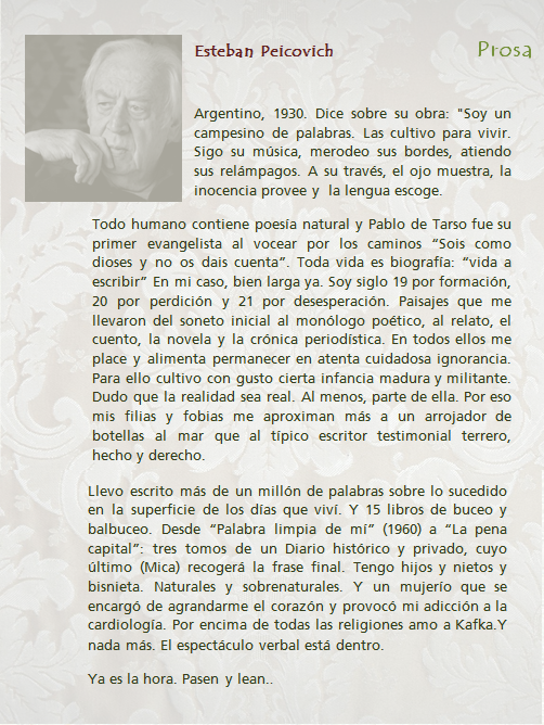 obras de Esteban Peicovich en prosa